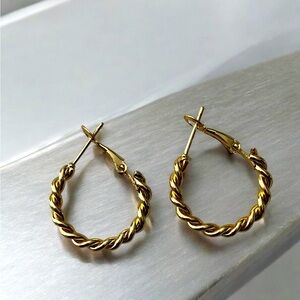 New Gold Twisted Hoop Earrings